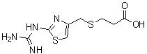 3-[[[2-[(Aminoiminomethyl)amino]-4-thiazolyl]methyl]thio]propanoic acid molecular structure (CAS 107880-74-0)