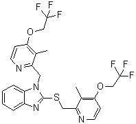 1-[[3-Methyl-4-(2,2,2-trifluoroethoxy)pyridin-2-yl]methyl]-2-[[3-methyl-4-(2,2,2-trifluoroethoxy)pyridin-2-yl]methylsulfanyl]benzimidazole molecular structure (CAS 1083100-27-9)