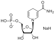 钠((2R,3S,4R,5R)-5-(3-氨基甲酰吡啶-1(4H)-基)-3,4-二羟基四氢呋喃-2-基)甲基磷酸酯分子结构 (CAS 108347-85-9)