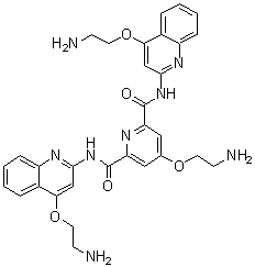 structure of CAS# 1085412-37-8, Pyridostatin;4-(2-Aminoethoxy)-N2,N6-bis[4-(2-aminoethoxy)-2-quinolinyl]-2,6-pyridinedicarboxamide; RR 82
