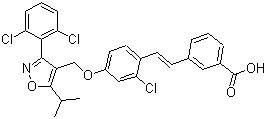 3-[(1E)-2-[2-氯-4-[[3-(2,6-二氯苯基)-5-(1-甲基乙基)-4-异恶唑基]甲氧基]苯基]乙烯基]苯甲酸分子结构 (CAS 1089660-72-9)
