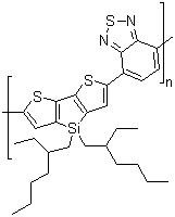 Poly[2,1,3-benzothiadiazole-4,7-diyl[4,4-bis(2-ethylhexyl)-4H-silolo[3,2-b:4,5-b']dithiophene-2,6-diyl]] molecular structure (CAS 1089687-02-4)