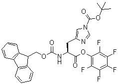 1-[(1,1-Dimethylethoxy)carbonyl]-N-[(9H-fluoren-9-ylmethoxy)carbonyl]-L-histidine pentafluorophenyl ester molecular structure (CAS 109053-20-5)