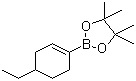 结构式 CAS# 1092938-90-3, 4-乙基环己-1-烯硼酸嚬那醇酯; 2-(4-乙基环己基-1-烯)-4,4,5,5-四甲基-1,3,2-二氧杂戊硼烷