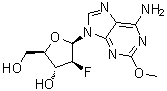 structure of CAS# 1093278-52-4, 9-(2-Deoxy-2-fluoro-beta-D-arabinofuranosyl)-2-methoxy-9H-purin-6-amine