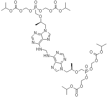 5-[[(1R)-2-[6-[[[[9-[(2R)-2,11-Dimethyl-5-[[[(1-methylethoxy)carbonyl]oxy]methoxy]-5-oxido-9-oxo-3,6,8,10-tetraoxa-5-phosphadodec-1-yl]-9H-purin-6-yl]amino]methyl]amino]-9H-purin-9-yl]-1-methylethoxy]methyl]-2,4,6,8-tetraoxa-5-phosphanonanedioic acid 1,9-bis(1-methylethyl) ester 5-oxide molecular structure (CAS 1093279-76-5)
