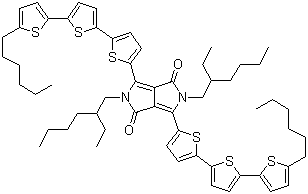 结构式 CAS# 1093468-95-1, 2,5-双(2-乙基己基)-3,6-双(5''-己基[2,2':5',2''-三联噻吩]-5-基)-2,5-二氢吡咯并[3,4-c]吡咯-1,4-二酮