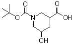 结构式 CAS# 1095010-48-2, 1-(叔丁氧羰基)-5-羟基哌啶-3-羧酸