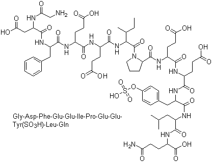 结构式 CAS# 109528-49-6, 甘氨酰-天冬氨酰-苯丙氨酰-谷氨酰-谷氨酰-异亮氨酰-脯氨酰-谷氨酰-谷氨酰-硫酸化酪氨酰-亮氨酰-谷氨酰胺