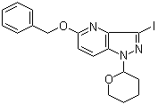 3-碘-5-苄氧基-1-(四氢-2H-吡喃-2-基)-1H-吡唑并[4,3-b]吡啶分子结构 (CAS 1100752-68-8)