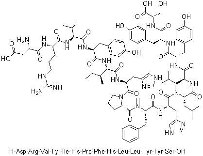5-L-异亮氨酸-12-L-酪氨酸-血管紧张肽原 (十四肽肾素基质)分子结构 (CAS 110200-37-8)