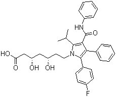 结构式 CAS# 110862-48-1, 阿伐他汀; 阿托伐他汀; (3S,5S)-7-[2-(4-氟苯基)-3-苯基-4-(苯基氨基甲酰基)-5-异丙基吡咯-1-基]-3,5-二羟基庚酸