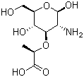 结构式 CAS# 1114-41-6, 胞壁酸; 2-氨基-3-O-(1-羧乙基)-2-脱氧-D-葡萄糖