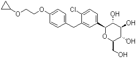structure of CAS# 1118567-05-7, (1S)-1,5-Anhydro-1-C-[4-chloro-3-[[4-[2-(cyclopropyloxy)ethoxy]phenyl]methyl]phenyl]-D-glucitol