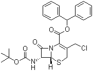 (6R,7R)-3-(Chloromethyl)-7-[[(tert-butoxy)carbonyl]amino]-8-oxo-5-thia-1-azabicyclo[4.2.0]oct-2-ene-2-carboxylic acid diphenylmethyl ester molecular structure (CAS 112028-91-8)