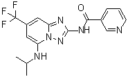 N-[5-[(1-Methylethyl)amino]-7-(trifluoromethyl)[1,2,4]triazolo[1,5-a]pyridin-2-yl]-3-pyridinecarboxamide molecular structure (CAS 1124381-69-6)