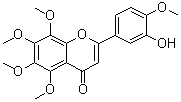 structure of CAS# 112448-39-2, 3'-Hydroxy-4',5,6,7,8-pentamethoxyflavone;2-(3-Hydroxy-4-methoxyphenyl)-5,6,7,8-tetramethoxy-4H-1-benzopyran-4-one