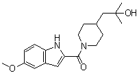 structure of CAS# 1126084-37-4, 1-[1-[(5-Methoxy-1H-indol-2-yl)carbonyl]piperidin-4-yl]-2-methylpropan-2-ol;ASP 9521