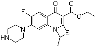 Ethyl 6-fluoro-1-methyl-4-oxo-7-(1-piprazinyl)-4H-[1,3]thiazeto[3,2-a]quinoline-3-carboxylate molecular structure (CAS 113028-17-4)