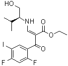 Ethyl (2Z)-2-(2,4-difluoro-5-iodobenzoyl)-3-[((2S)-1-hydroxy-3-methylbutan-2-yl)amino]-2-propenoate molecular structure (CAS 1131640-54-4)