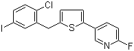 structure of CAS# 1131770-46-1, 5-[5-[(2-Chloro-5-iodophenyl)methyl]-2-thienyl]-2-fluoropyridine