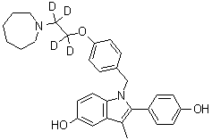 1-[[4-[2-(Hexahydro-1H-azepin-1-yl)ethoxy-1,1,2,2-d<sub>4</sub>]phenyl]methyl]-2-(4-hydroxyphenyl)-3-methyl-1H-indol-5-ol molecular structure (CAS 1133695-49-4)