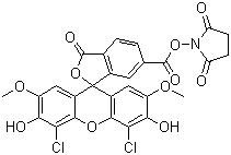 6-Carboxy-4',5'-dichloro-2',7'-dimethoxyfluorescein N-hydroxysuccinimide ester molecular structure (CAS 113394-23-3)