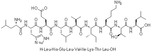 L-Leucyl-L-histidyl-L-alpha-glutamyl-L-leucyl-L-valyl-L-isoleucyl-L-lysyl-L-threonyl-L-leucine molecular structure (CAS 1133962-14-7)