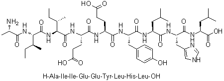 L-丙氨酰-L-异亮氨酰-L-异亮氨酰-L-alpha-谷氨酰-L-alpha-谷氨酰-L-酪氨酰-L-亮氨酰-L-组氨酰-L-亮氨酸分子结构 (CAS 1133962-48-7)