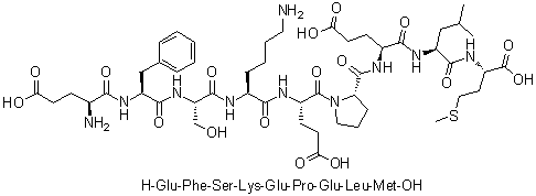 L-alpha-谷氨酰-L-苯丙氨酰-L-丝氨酰-L-赖氨酰-L-alpha-谷氨酰-L-脯氨酰-L-alpha-谷氨酰-L-亮氨酰-L-蛋氨酸分子结构 (CAS 1133962-79-4)