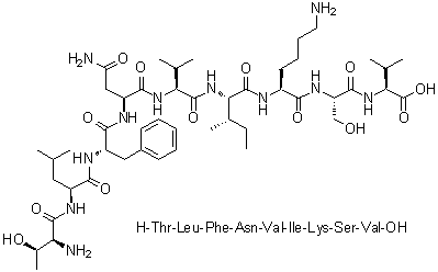 L-苏氨酰-L-亮氨酰-L-苯丙氨酰-L-天冬氨酰胺酰-L-缬氨酰-L-异亮氨酰-L-赖氨酰-L-丝氨酰-L-缬氨酸分子结构 (CAS 1133962-80-7)