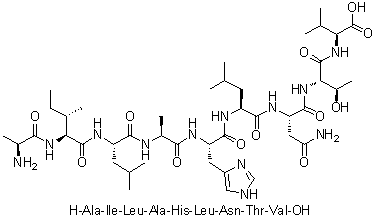 L-Alanyl-L-isoleucyl-L-leucyl-L-alanyl-L-histidyl-L-leucyl-L-asparaginyl-L-threonyl-L-valine molecular structure (CAS 1133963-99-1)