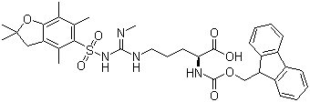 N5-[[[(2,3-Dihydro-2,2,4,6,7-pentamethyl-5-benzofuranyl)sulfonyl]amino](methylimino)methyl]-N2-[(9H-fluoren-9-ylmethoxy)carbonyl]-L-ornithine molecular structure (CAS 1135616-49-7)