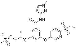 3-[[6-(Ethylsulfonyl)-3-pyridinyl]oxy]-5-[(1S)-2-hydroxy-1-methylethoxy]-N-(1-methyl-1H-pyrazol-3-yl)benzamide methanesulfonate (1:1) molecular structure (CAS 1137916-97-2)