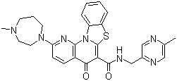 2-(Hexahydro-4-methyl-1H-1,4-diazepin-1-yl)-N-[(5-methyl-2-pyrazinyl)methyl]-5-oxo-5H-benzothiazolo[3,2-a][1,8]naphthyridine-6-carboxamide molecular structure (CAS 1138549-36-6)