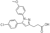 5-(4-Chlorophenyl)-1-(4-methoxyphenyl)-1H-pyrazole-3-propanoic acid molecular structure (CAS 114150-42-4)
