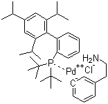 氯[2-(二叔丁基膦基)-2',4',6'-三异丙基-1,1'-联苯基][2-(2-氨基乙基)苯基)]钯(II)分子结构 (CAS 1142811-12-8)