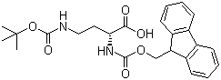 structure of CAS# 114360-56-4, N-alpha-Fmoc-N-gamma-Boc-D-diaminobutyric acid;Fmoc-D-Dab(Boc)-OH