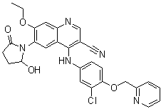 4-[[3-Chloro-4-(2-pyridinylmethoxy)phenyl]amino]-7-ethoxy-6-(2-hydroxy-5-oxo-1-pyrrolidinyl)-3-quinolinecarbonitrile molecular structure (CAS 1144516-15-3)