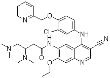 N-[4-[[3-Chloro-4-(2-pyridinylmethoxy)phenyl]amino]-3-cyano-7-ethoxy-6-quinolinyl]-3,4-bis(dimethylamino)butanamide molecular structure (CAS 1144516-16-4)