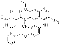 N-[4-[[3-Chloro-4-(2-pyridinylmethoxy)phenyl]amino]-3-cyano-7-ethoxy-6-quinolinyl]-1-methyl-2,3-dioxo-4-piperidinecarboxamide molecular structure (CAS 1144516-17-5)