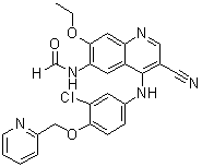 N-[4-[[3-Chloro-4-(2-pyridinylmethoxy)phenyl]amino]-3-cyano-7-ethoxy-6-quinolinyl]formamide molecular structure (CAS 1144516-20-0)