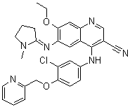 4-[[3-Chloro-4-(2-pyridinylmethoxy)phenyl]amino]-7-ethoxy-6-[(1-methyl-2-pyrrolidinylidene)amino]-3-quinolinecarbonitrile molecular structure (CAS 1144516-21-1)