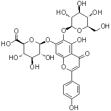 6-(beta-D-Glucopyranosyloxy)-5-hydroxy-2-(4-hydroxyphenyl)-4-oxo-4H-1-benzopyran-7-yl beta-D-glucopyranosiduronic acid molecular structure (CAS 1146045-40-0)