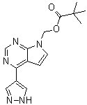 结构式 CAS# 1146629-77-7, [4-(1H-吡唑-4-基)-7H-吡咯并[2,3-d]嘧啶-7-基]甲基特戊酸酯
