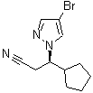 结构式 CAS# 1146629-83-5, (betaR)-4-溴-beta-环戊基-1H-吡唑-1-丙腈