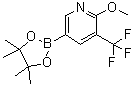 structure of CAS# 1150561-61-7, 2-Methoxy-3-(trifluoromethyl)pyridine-5-boronic acid pinacol ester;2-Methoxy-5-(4,4,5,5-tetramethyl-1,3,2-dioxaborolan-2-yl)-3-(trifluoromethyl)pyridine