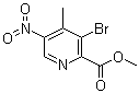 structure of CAS# 1150618-07-7, 3-Bromo-4-methyl-5-nitro-2-pyridinecarboxylic acid methyl ester