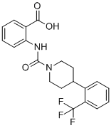 structure of CAS# 1152782-19-8, A 1120;2-[({4-[2-(Trifluoromethyl)phenyl]piperidin-1-yl}carbonyl)amino]benzoic acid