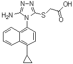 2-[[5-Amino-4-(4-cyclopropylnaphthalen-1-yl)-4H-1,2,4-triazol-3-yl]thio]acetic acid molecular structure (CAS 1158970-37-6)